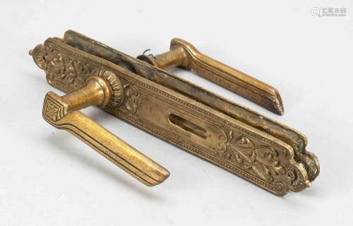 Art Nouveau lever handle set, aroun