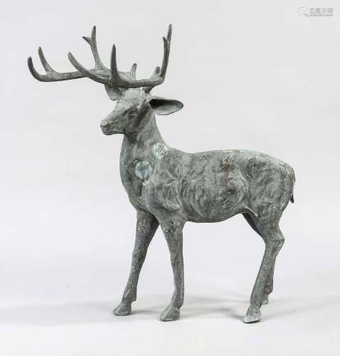 Large stag, 20th century, brass pat