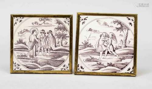2 tiles, probably Holland 19th cent