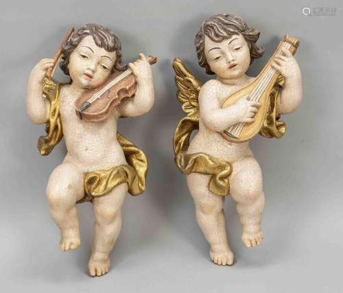 2 Putti playing music with violin a