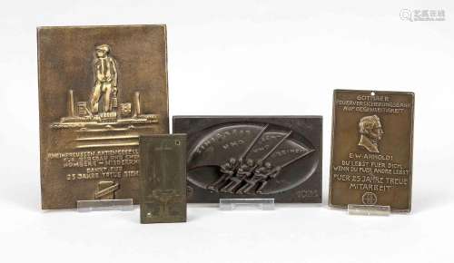4 metal plaques, 1st half 20th cent