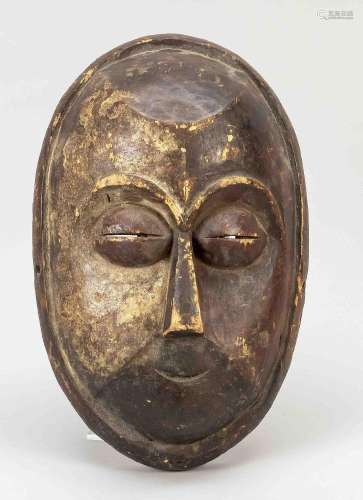 African cult mask, wood reddish pai