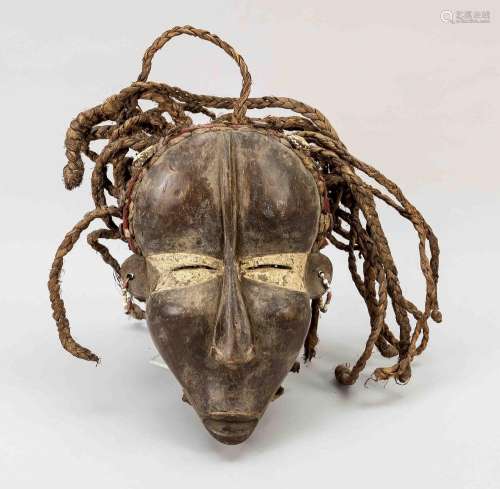 African cult mask, wood with kaolin