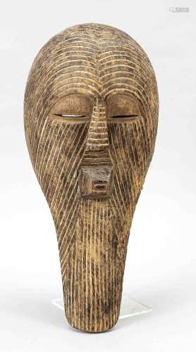African cult mask, furrow carved wo