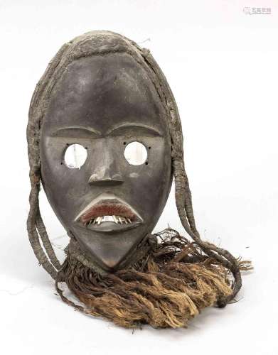 African cult mask, wood, leather co