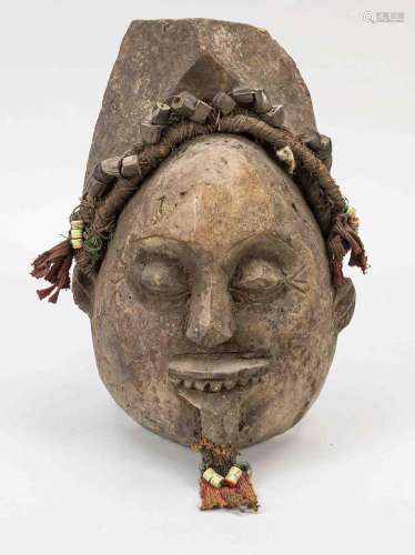 African cult mask, wood with beads,