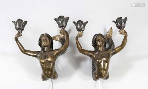 Pair of mermaid sconces, 20th c., b