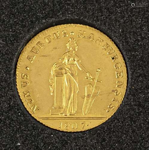 Gold coin Dukat Hamburg 1807, AV Ci