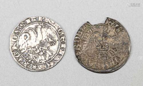 2 silver coins Middle Ages, Prague