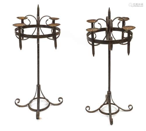 Pair of candlesticks, 19th c., wrou