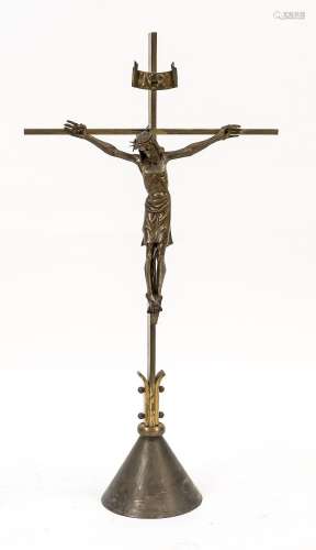 Crucifix, mid-20th century, brass,