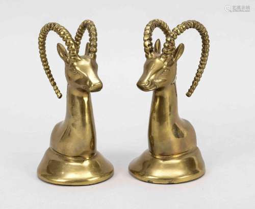 Pair of brass ibexes, probably Germ