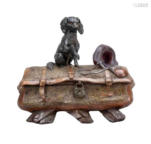 Lidded box with dog, 19th century,