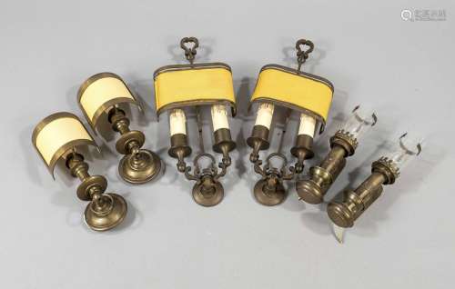 3 pairs of wall lamps, 20th c., bra