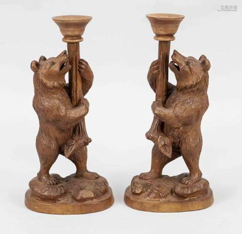 Pair of candlesticks with bears, 20