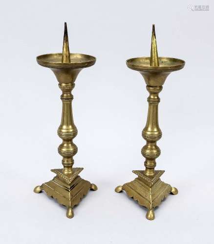 Pair of triangular table candlestic