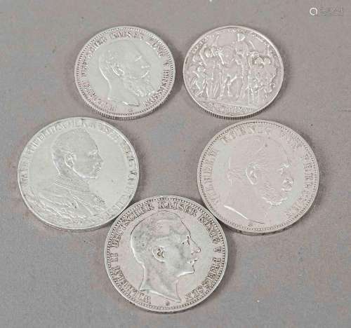5 Silver coins German Empire, Pruss
