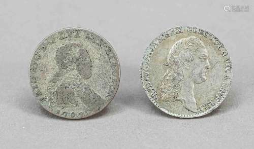 2 Silver coins Kingdom of Saxony, 1