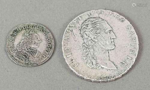2 Silver Coins Saxony, 1x One Grosc
