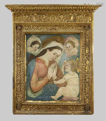 Plaster painting Mary with Child an