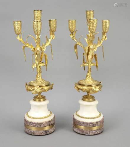 Pair of candlesticks, each with fou