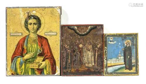 3 Russian icons, 19th/20th century,
