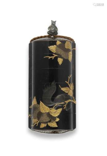 HARA YOYUSAI (1772-1845/6) A Black-Lacquer Five-Case Inro Ed...