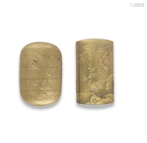 TWO GOLD-LACQUER FOUR-CASE INRO One by Kakosai, Edo period (...