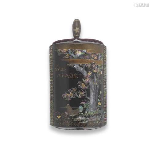 ANONYMOUS, SOMADA LINEAGE A Black-Lacquer and Shell-Inlaid F...
