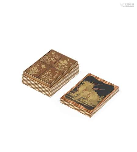 A GOLD-LACQUER RECTANGULAR KOBAKO (BOX FOR STORING INCENSE) ...