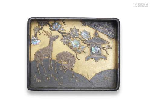 A LACQUER RECTANGULAR DEEP MIDARE-BON (GARMENT TRAY) Edo per...