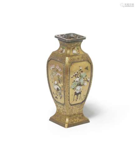 A SILVER-MOUNTED, GOLD-LACQUER, AND SHIBAYAMA-INLAID FOUR-SI...