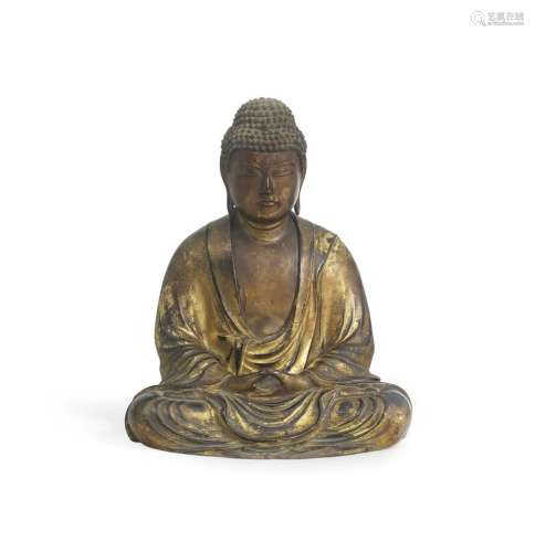 A GILT-WOOD SMALL STATUE OF AMIDA NYORAI Edo period (1615-18...