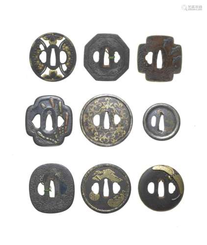 NINE TSUBA (HAND GUARDS) Edo period (1615-1868), 17th to 19t...