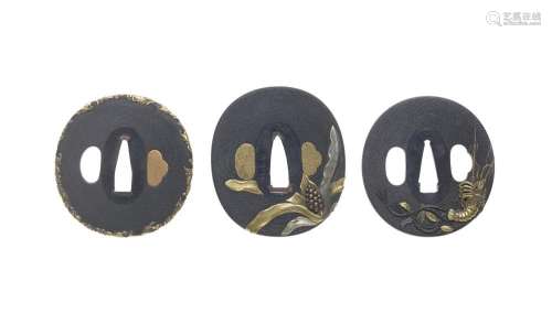 THREE TSUBA (HAND GUARDS) Edo period (1615-1868), late 18th ...