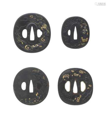 FOUR TSUBA (HAND GUARDS) Edo period (1615-1868), 19th centur...