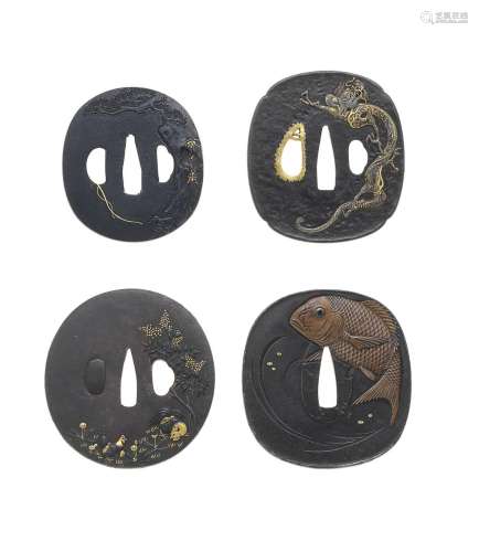FOUR TSUBA (HAND GUARDS) Edo period (1615-1868), late 18th t...