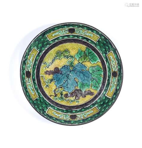 A YOSHIDAYA STONEWARE DISH Kutani ware, Meiji era (1868-1912...