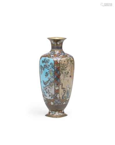 OTA TOSHIRO (1869-1940) A Cloisonné-Enamel Four-Sided Vase M...