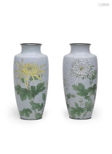 HATTORI TADASABURO (DIED 1939) A Pair of Fine Cloisonné-Enam...