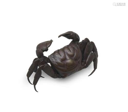 AN ARTICULATED BRONZE MODEL OF A CRAB Meiji era (1868-1912),...