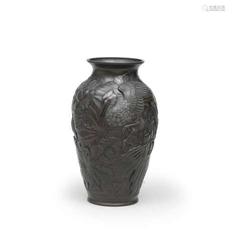 SUZUKI CHOKICHI (KAKO, 1848-1919) A Bronze Baluster Vase Mei...