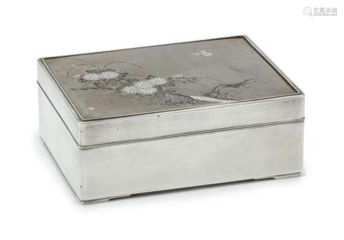 A SILVER AND SHIBUICHI RECTANGULAR BOX Meiji (1868-1912) or ...