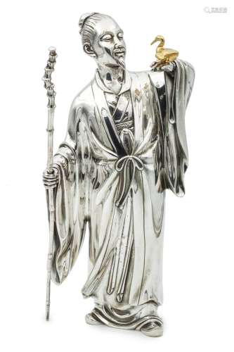 OSHIMA JOUN (1858-1940) A Silver Okimono (Table Ornament) of...