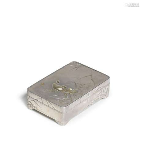 AN INLAID AND ENAMELLED SILVER BOX AND COVER Meiji (1868-191...