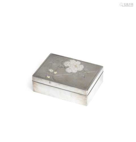 A SILVER AND SHIBUICHI BOX AND A SILVER SWEETMEAT DISH The b...