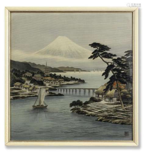THREE CUT-VELVET WALL HANGINGS Meiji era (1868-1912), late 1...