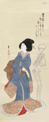 KAKEI (DATES UNKNOWN) Beauty and a Skeleton Meiji (1868-1912...