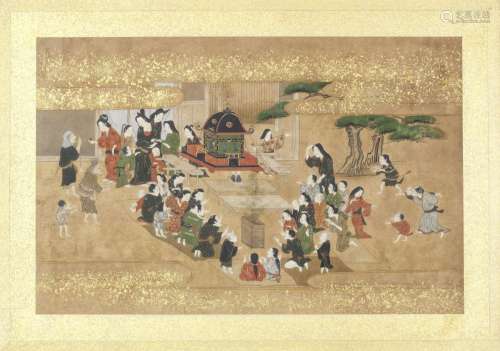 AN ALBUM OF TWELVE GENRE SCENES Edo period (1615-1868), late...