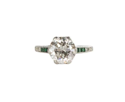 Lady s Platinum, 2.25 ct Diamond & Emerald Ring